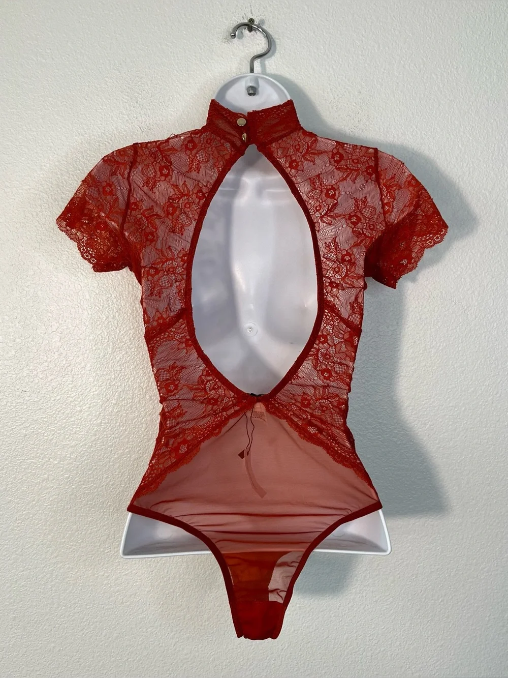 Carol Coelho Intimates Magmatica Lava Lace and Mesh Bodysuit Terracotta XS NEW